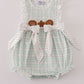 Green plaid sea shell french knot ruffle bubble