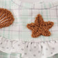 Green plaid sea shell french knot ruffle bloomer set