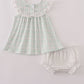 Green plaid sea shell french knot ruffle bloomer set