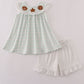 Green plaid sea shell french knot ruffle shorts est