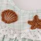Green plaid sea shell french knot ruffle shorts est