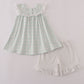 Green plaid sea shell french knot ruffle shorts est