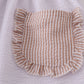 Brown white seersucker stripe ruffle shorts set