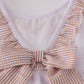 Brown white seersucker stripe ruffle shorts set