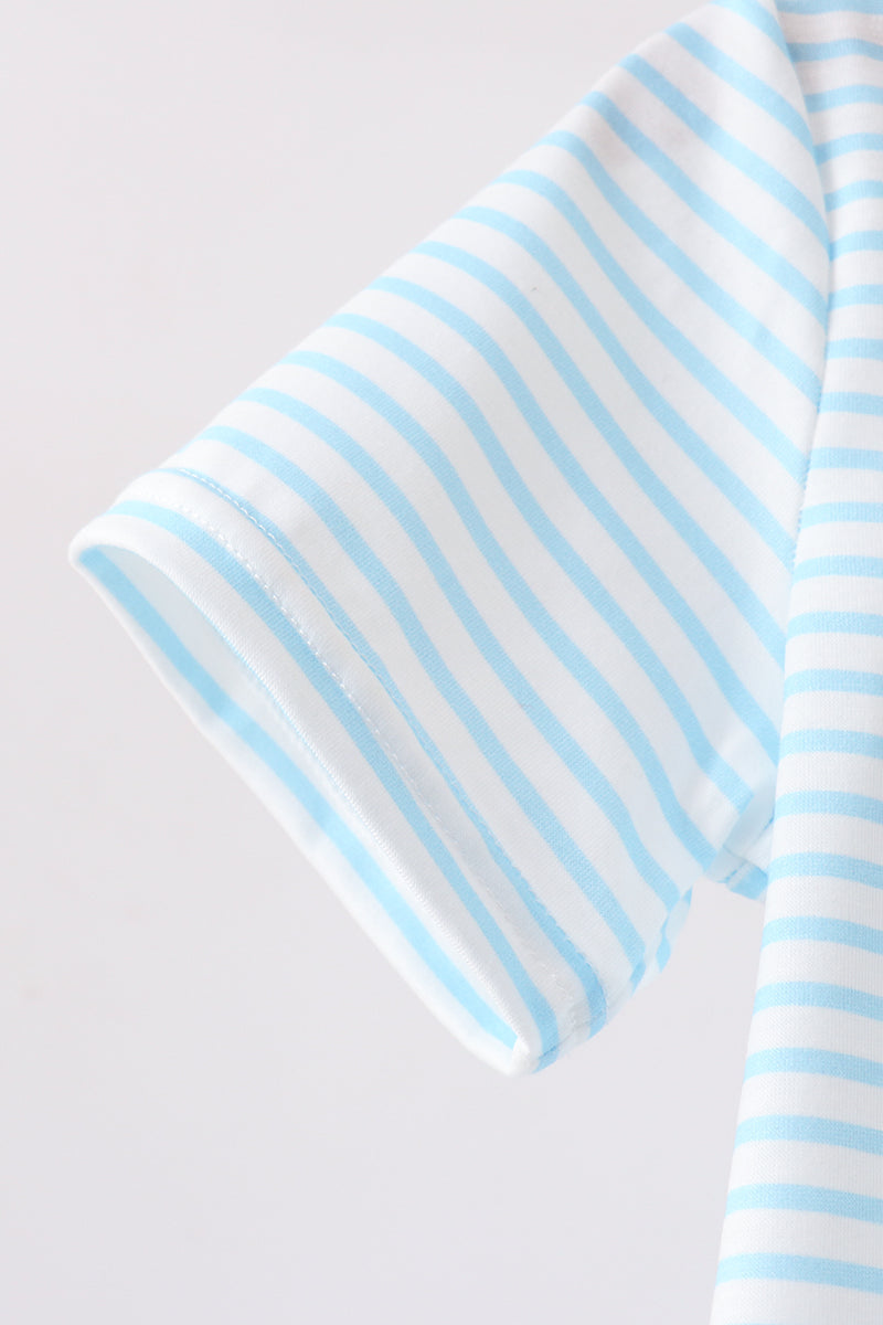 Blue School Apple French Knot Top