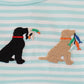 Green stripe puppy hunting embroidery shorts set