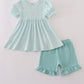 Green stripe puppy hunting embroidery shorts set