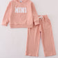 Pink MINI french knot pants set