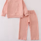 Pink MINI french knot pants set