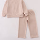 Cream MINI french knot pants set