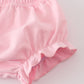Blue bow embroidery gingham ruffle bloomer set