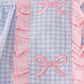 Blue bow embroidery gingham ruffle bloomer set