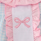 Blue bow embroidery gingham ruffle bubble
