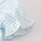 Blue bow embroidery gingham ruffle bubble