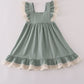 Sage lace ruffle dress