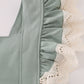 Sage lace ruffle dress