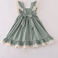 Sage lace ruffle dress