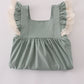 Sage lace ruffle dress