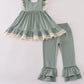 Sage lace ruffle pants set