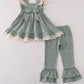 Sage lace ruffle pants set