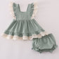 Sage lace ruffle bloomer set