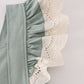 Sage lace ruffle bloomer set