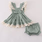 Sage lace ruffle bloomer set