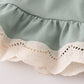Sage lace ruffle bloomer set