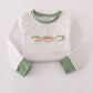 Sage fish french knot stripe top