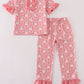 Halloween ghost print ruffle pajama set