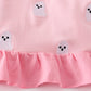 Pink ghost embroidery ruffle dress