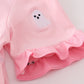 Pink ghost embroidery ruffle dress