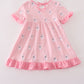 Pink ghost embroidery ruffle dress