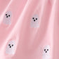 Pink ghost embroidery ruffle pants set