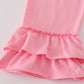 Pink ghost embroidery ruffle pants set