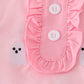 Pink ghost embroidery ruffle pajamas set