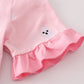 Pink ghost embroidery ruffle pajamas set