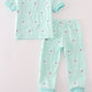 Green ghost embroidery pajamas set