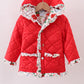 Red floral print ruffle quilted jacket