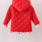Red floral print ruffle quilted jacket