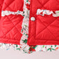 Red floral print ruffle quilted jacket