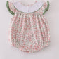 Pink pumpkin smocked floral ruffle bubble