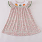 Pink pumpkin smocked floral ruffle pants set