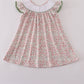 Pink pumpkin smocked floral ruffle pants set