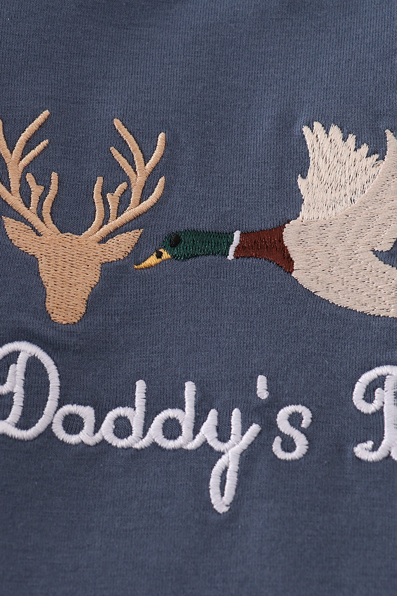 Navy hunting embroidery ruffle pants set