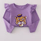 Purple LSU applique bow skorts set