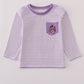 Purple LSU embroidery stripe top