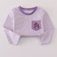 Purple LSU embroidery stripe top
