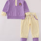 Purple LSU embroidery pants set