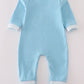Blue character embroidery romper